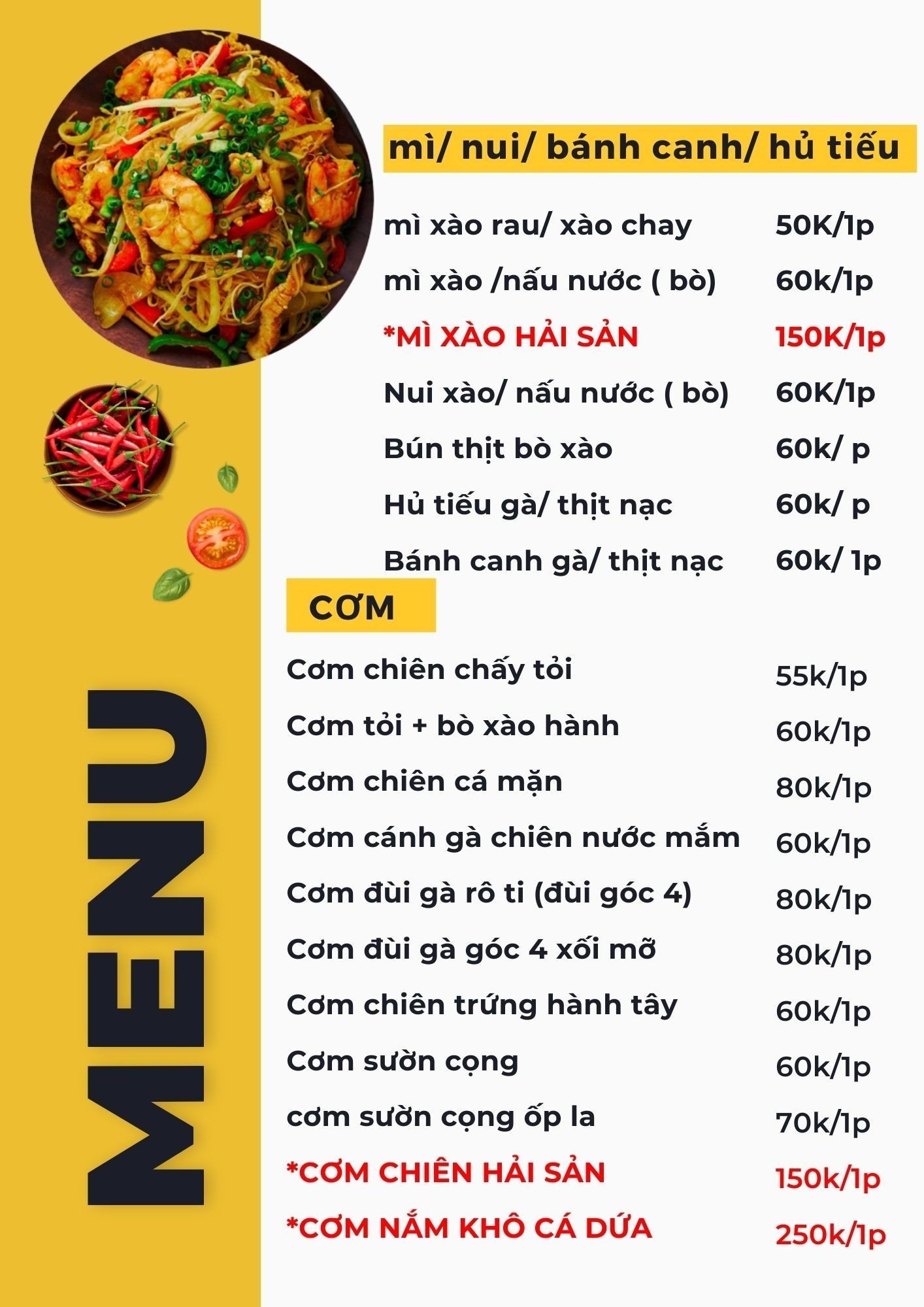 menu mon chinh