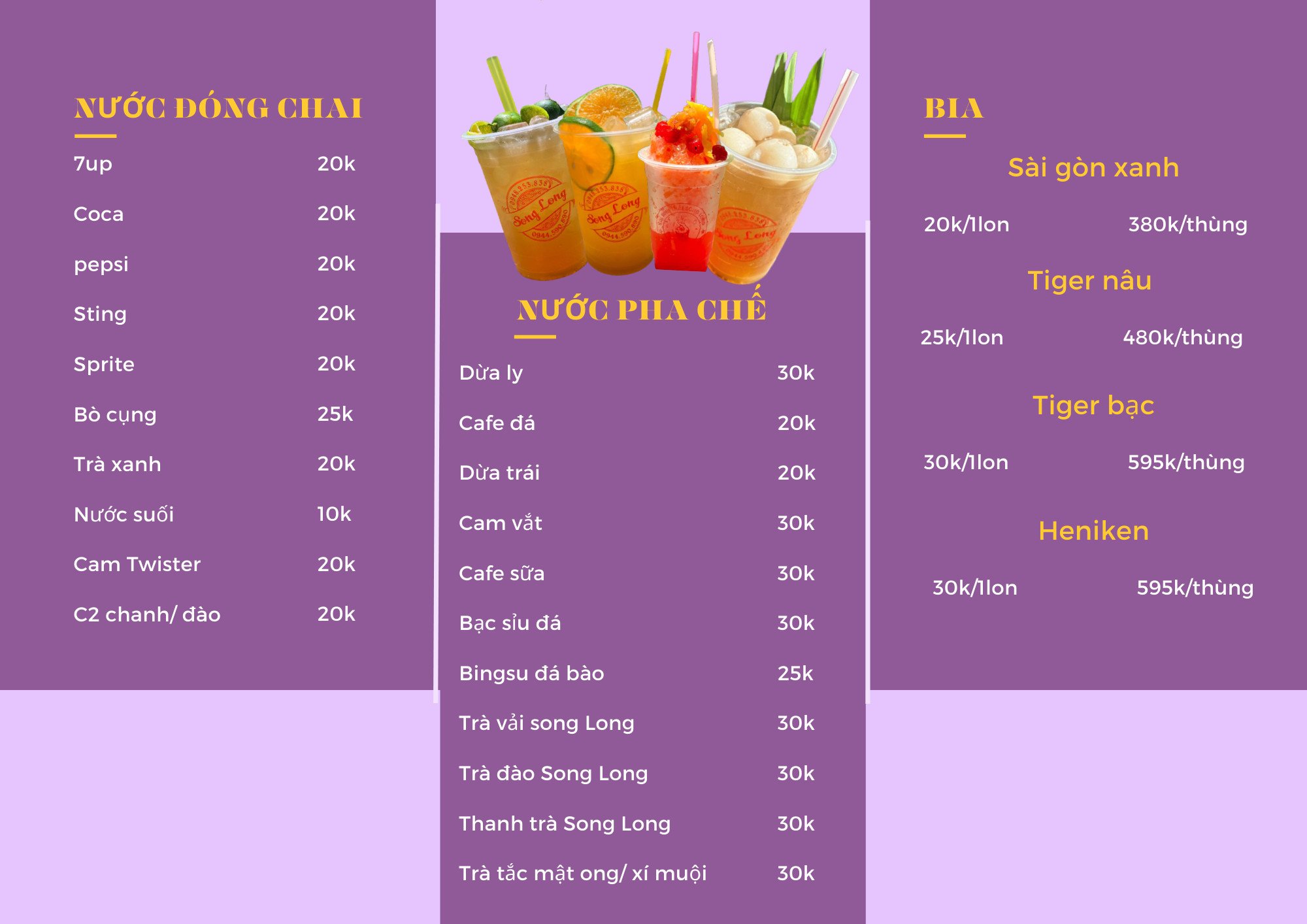 menu nuoc